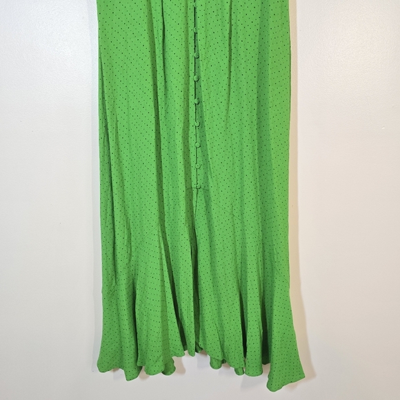 Whistles Green Micro Spot Button Midi Dress 10 - Picture 6 of 10